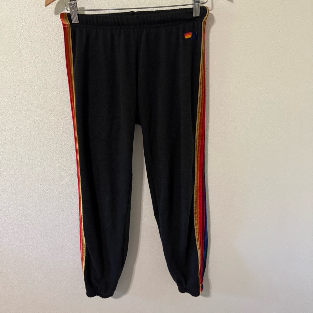 Aviator Nation 5-Stripe Sweatpants Charcoal Tri-Blend Loungewear-Small - Picture 2 of 10